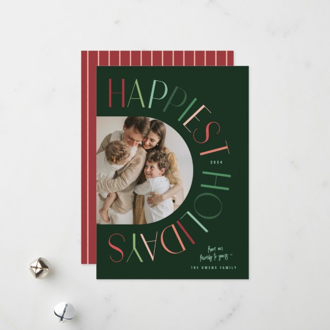 Cartes Pour Fêtes Annuelles Photo moderne d'un arc-en-ciel coloré et heureux (Devant/Arrière en situation)