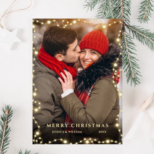 Cartes Pour Fêtes Annuelles PHOTO moderne Golden Christmas Grey (Créateur téléchargé)