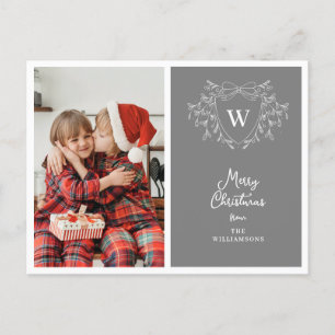 Cartes Pour Fêtes Annuelles Photo moderne gris & blanc classe crest