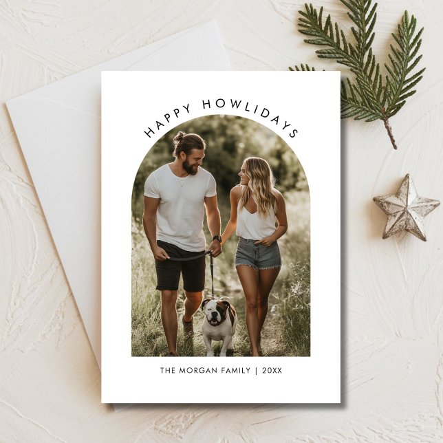 Cartes Pour Fêtes Annuelles Photo moderne Happy Howlidays Christmas Dog Arch (Créateur téléchargé)