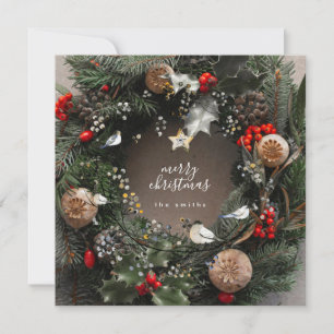 Cartes Pour Fêtes Annuelles Photo moderne Joyeuse couronne de porte de Noël