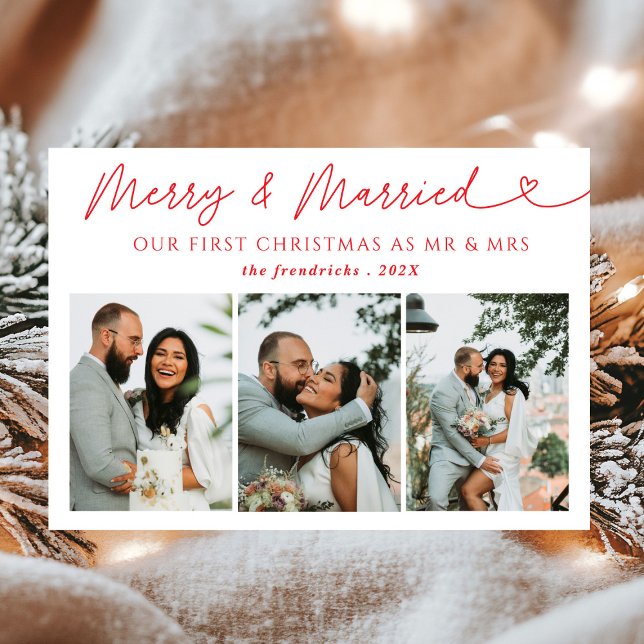 Cartes Pour Fêtes Annuelles Photo moderne Joyeux & marié Noël marié (Créateur téléchargé)