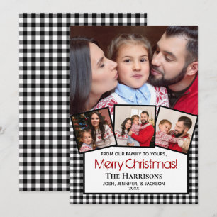 Cartes Pour Fêtes Annuelles Photo moderne Joyeux Noël Buffalo noir Plaid
