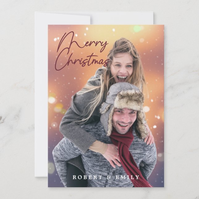 Cartes Pour Fêtes Annuelles Photo moderne Joyeux Noël éclairs (Devant)