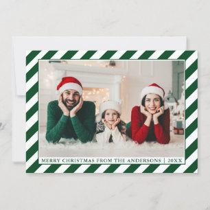 Cartes Pour Fêtes Annuelles Photo moderne Joyeux Noël Green Stripes