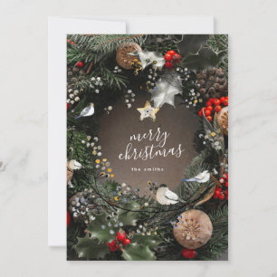 Cartes Pour Fêtes Annuelles Photo moderne Joyeux Noël Porte Wreath Holiday