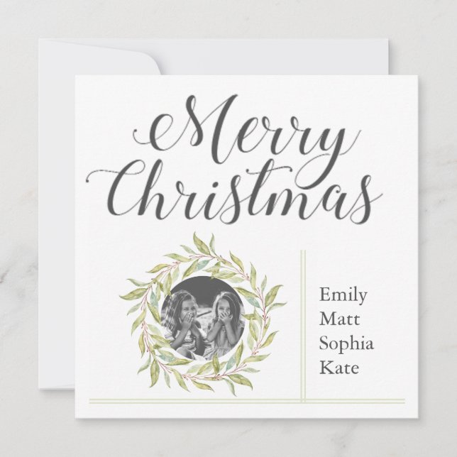 Cartes Pour Fêtes Annuelles Photo moderne Joyeux Noël Vert verdure (Devant)