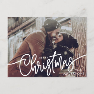 Cartes Pour Fêtes Annuelles Photo moderne Joyeux script de Noël Couple tendanc
