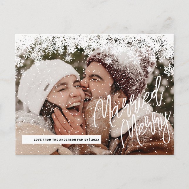 Cartes Pour Fêtes Annuelles Photo moderne Marié et Joyeux Noël (Devant)