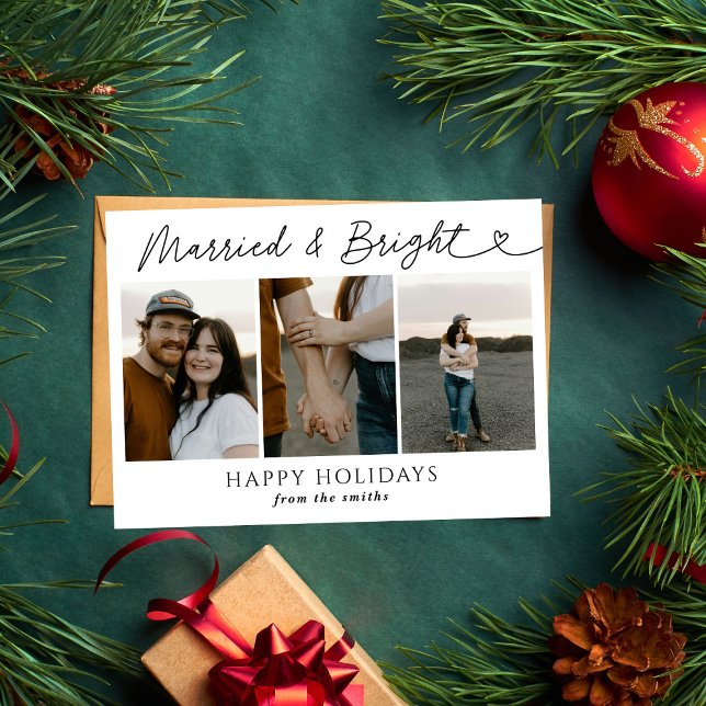 Cartes Pour Fêtes Annuelles Photo moderne mariée et brillante Noël nouveau mar (Créateur téléchargé)