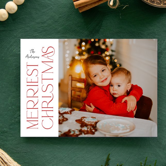 Cartes Pour Fêtes Annuelles Photo moderne Merriest Christmas Bold (Créateur téléchargé)
