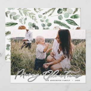 Cartes Pour Fêtes Annuelles Photo moderne Noël élégant écriture argent