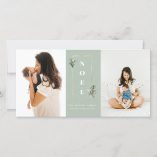 Cartes Pour Fêtes Annuelles Photo moderne NOEL Gold Winter Berry Fragment phot