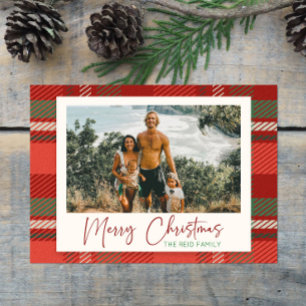 Cartes Pour Fêtes Annuelles Photo moderne Plaid Red Custom