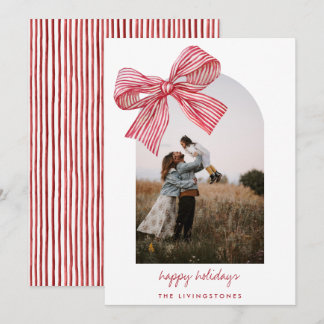 Cartes Pour Fêtes Annuelles Photo moderne Red Candy Stripes Bow & Arch