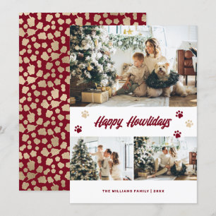 Cartes Pour Fêtes Annuelles Photo moderne Red Gold Happy Howlidays Card