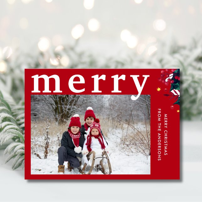 Cartes Pour Fêtes Annuelles Photo moderne Red Merry (Créateur téléchargé)