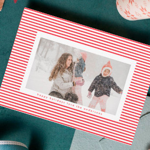 Cartes Pour Fêtes Annuelles Photo moderne Red Pin Stripes Cadres de Noël