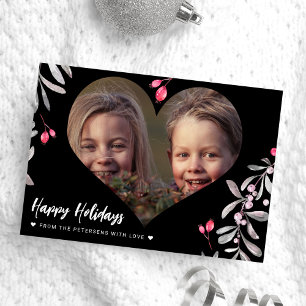 Cartes Pour Fêtes Annuelles Photo moderne rose des baies sainte Joyeuses Fêtes