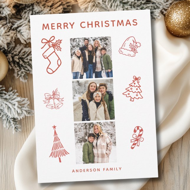Cartes Pour Fêtes Annuelles Photo moderne Scribble Christmas Appartement Holid (Créateur téléchargé)