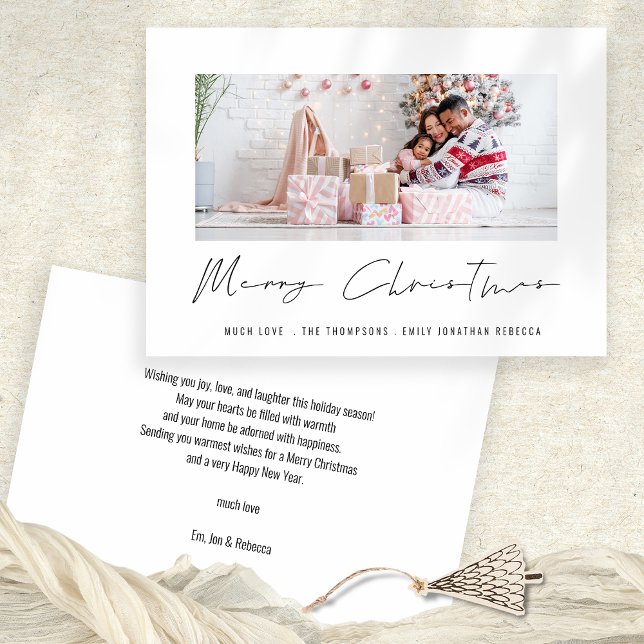 Cartes Pour Fêtes Annuelles Photo moderne Script élégant Merry Christmas Card (Front and back view. Available digitally and printed.)
