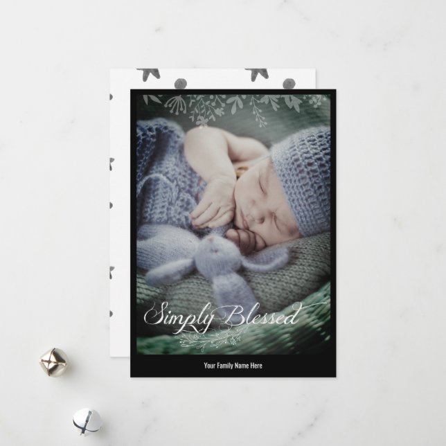 Cartes Pour Fêtes Annuelles Photo moderne simple | Tout simplement béni (Devant/Arrière en situation)