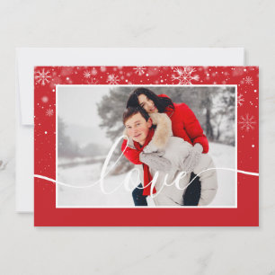 Cartes Pour Fêtes Annuelles Photo moderne Snowflakes avec Love Script