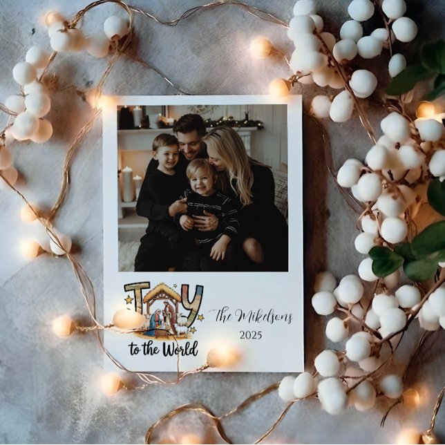 Cartes Pour Fêtes Annuelles Photo Nativity Joy to the World Christmas (Créateur téléchargé)