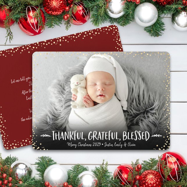 Cartes Pour Fêtes Annuelles Photo Noël Grâcieux Heureux Béni Personnalisé (Créateur téléchargé)