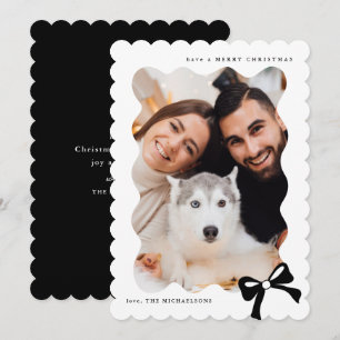 Cartes Pour Fêtes Annuelles Photo Noir et blanc Noël Simple Bow