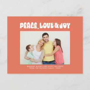 Cartes Pour Fêtes Annuelles Photo Orange Rétro Groovy Paix Amour Joie