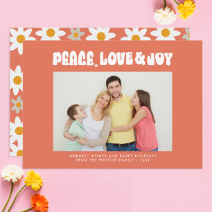 Cartes Pour Fêtes Annuelles Photo Orange Rétro Groovy Paix Amour Joie