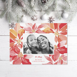 Cartes Pour Fêtes Annuelles Photo originale de l'aquarelle Poinsettia