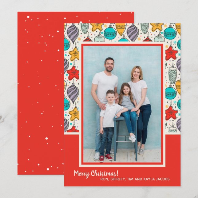 Cartes Pour Fêtes Annuelles Photo ornements de Noël (Devant / Derrière)