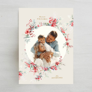 Cartes Pour Fêtes Annuelles photo ovale de l'aquarelle de noël