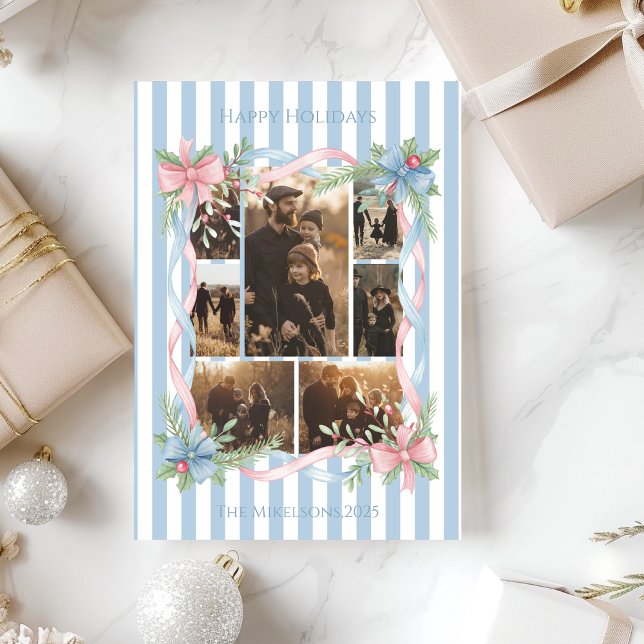 Cartes Pour Fêtes Annuelles Photo Pastel Candy Cane Family Christmas (Créateur téléchargé)