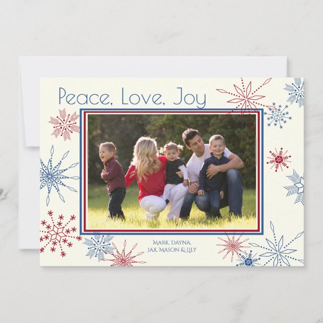Cartes Pour Fêtes Annuelles Photo patriotique de vacances de flocons de neige (Devant)