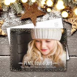 Cartes Pour Fêtes Annuelles Photo Peace Love Joy Chic Moderne Typographie Pers