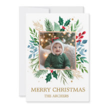 Photo personnalisé Joyeux Noël Aquarelle Botanique