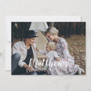Cartes Pour Fêtes Annuelles Photo personnalisée avec nom de famille et année d