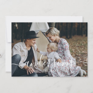 Cartes Pour Fêtes Annuelles Photo personnalisée avec nom de famille et année d