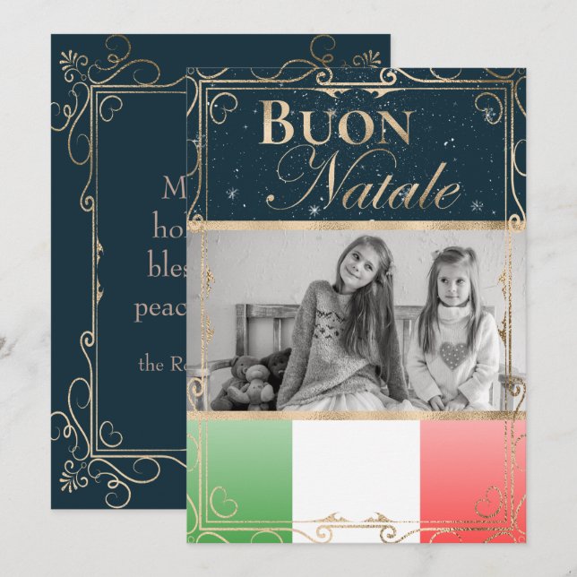 Cartes Pour Fêtes Annuelles Photo personnalisée Boule Natale drapeau italien N (Devant / Derrière)