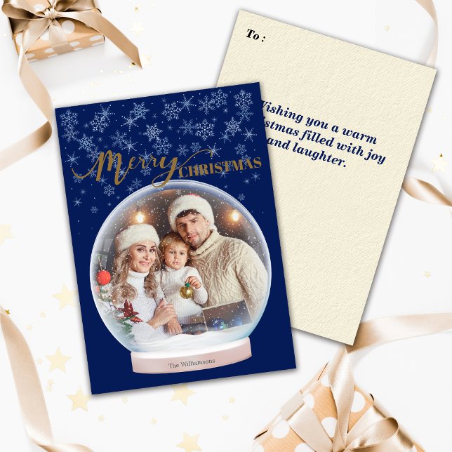 Cartes Pour Fêtes Annuelles Photo personnalisée du Globe des neiges de Noël (Créateur téléchargé)