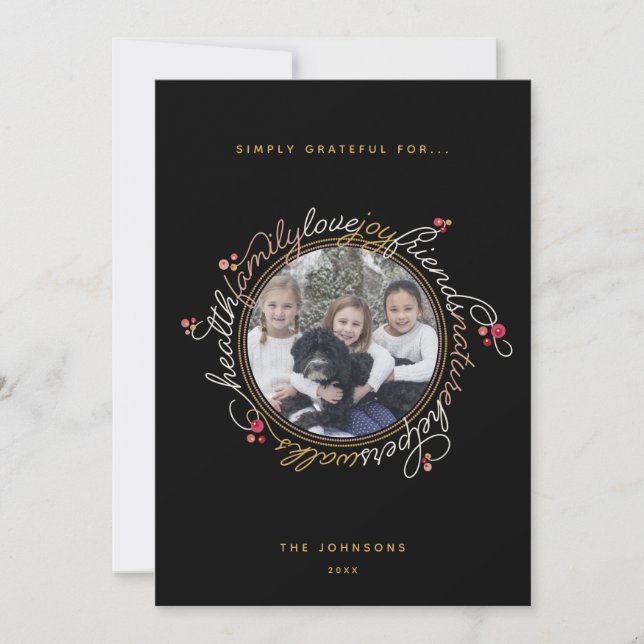 Cartes Pour Fêtes Annuelles Photo personnalisée Gratitude Werath Photo Holiday (Devant)