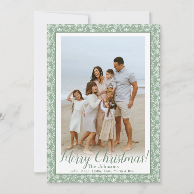 Cartes Pour Fêtes Annuelles Photo personnalisée Green & White Grandmillenium (Devant)