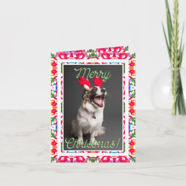 Cartes Pour Fêtes Annuelles Photo personnalisée Jolly Red Happy Green Joyeux N (Devant)