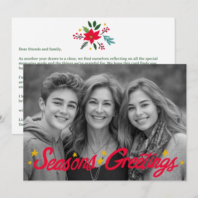 Cartes Pour Fêtes Annuelles PHOTO PERSONNALISÉE Joyeuses Fêtes (Devant / Derrière)