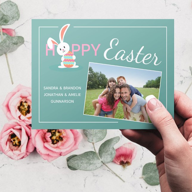 Cartes Pour Fêtes Annuelles Photo personnalisée Joyeux lapin de Pâques Pâques (Créateur téléchargé)
