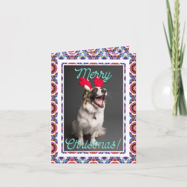 Cartes Pour Fêtes Annuelles Photo personnalisée Joyeux Noël rose violet joyeux (Devant)