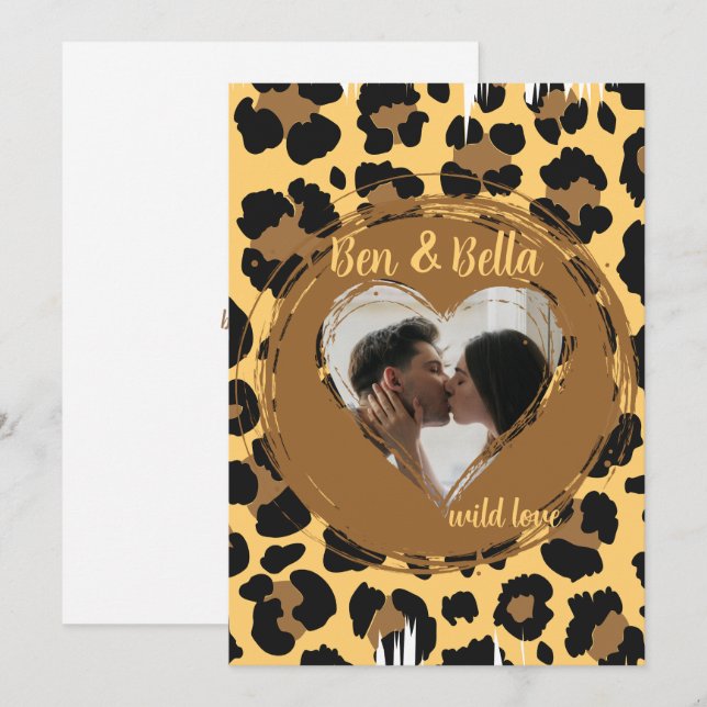 Cartes Pour Fêtes Annuelles Photo personnalisée Leopard Heart (Devant / Derrière)